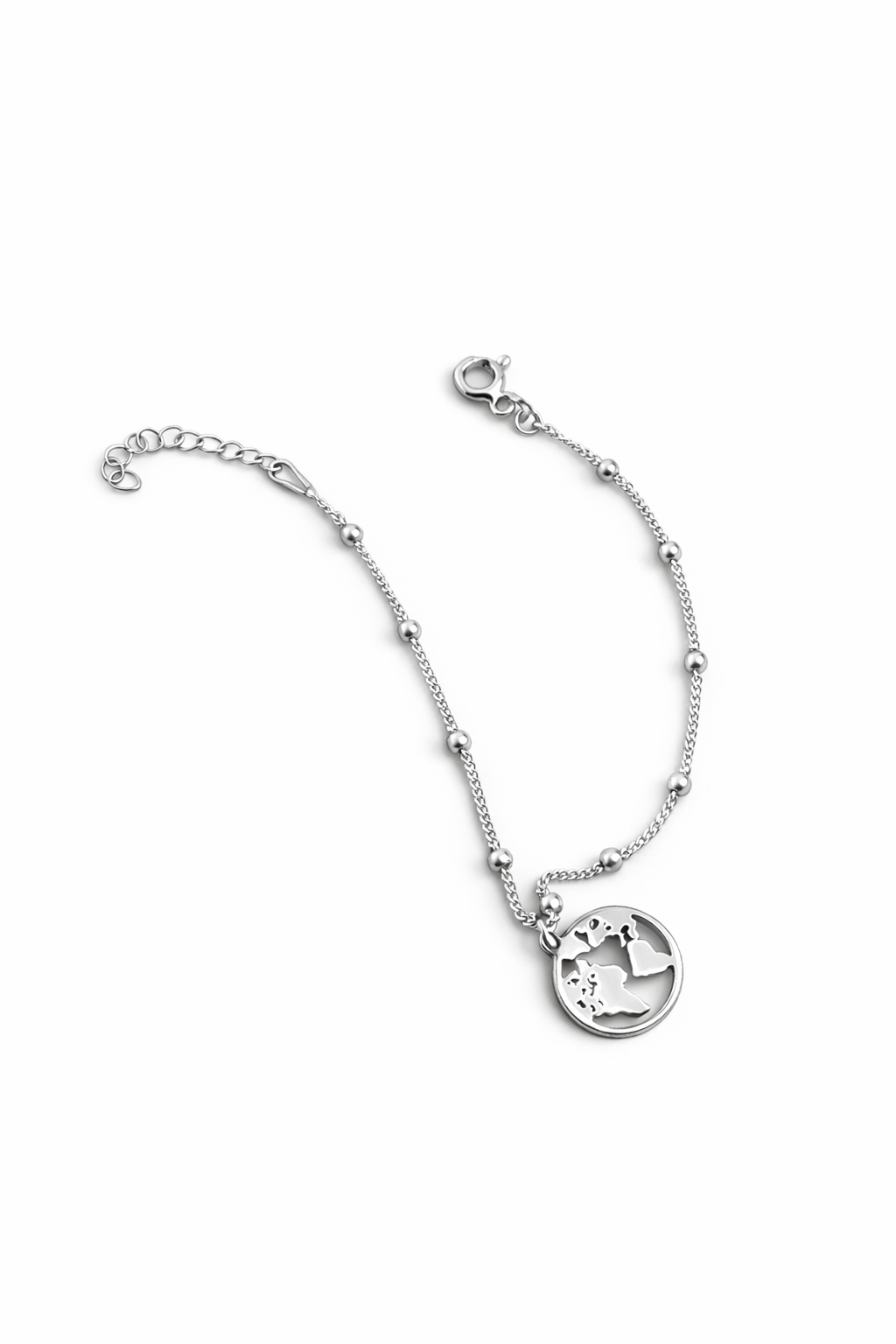 Pulsera Mapa Mundi Plata 925 rodiada