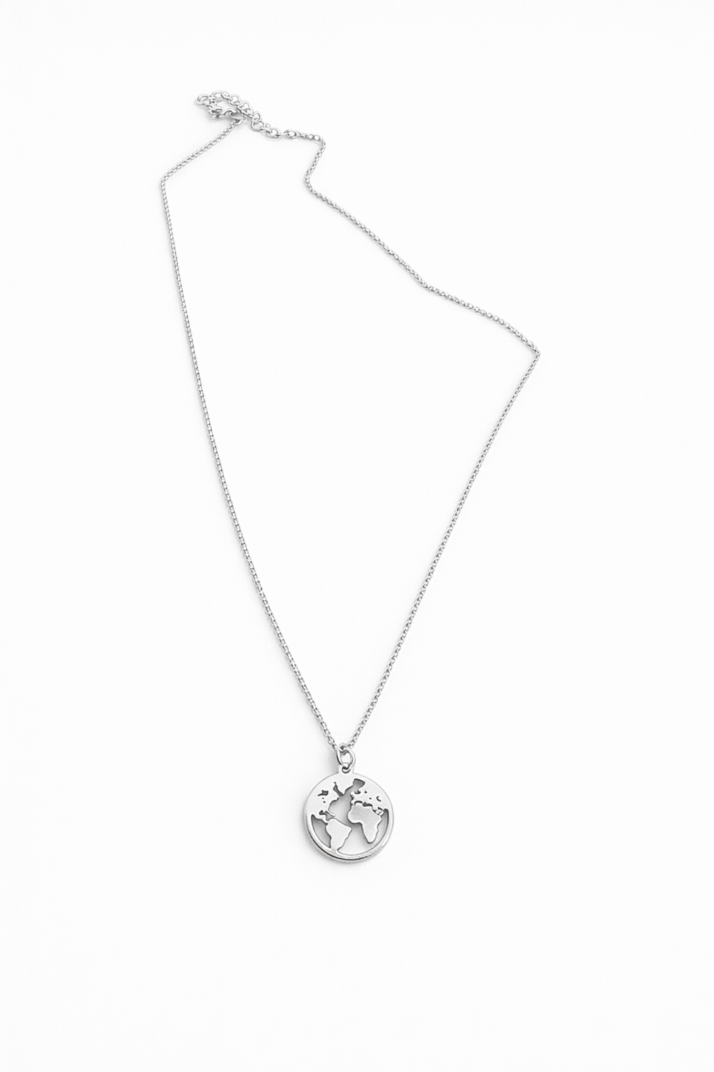 Collar Mapa Mundi Plata 925 rodiada